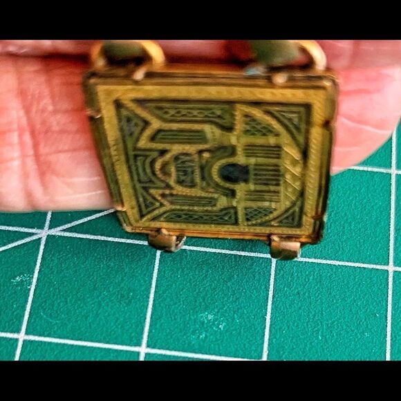 Art Deco Antique bracelet Am Double gold black design safety chain elegant - Picture 9 of 9